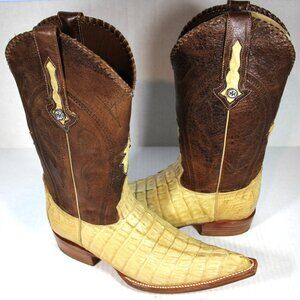Montana Caiman Tail Exotic Skin Western Rodeo Cowboy Boots Mens 7.5 E Q1037